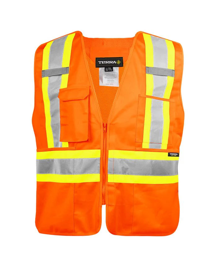 Hi-Vis 5 Point Tear Away Safety Vest with Zipper